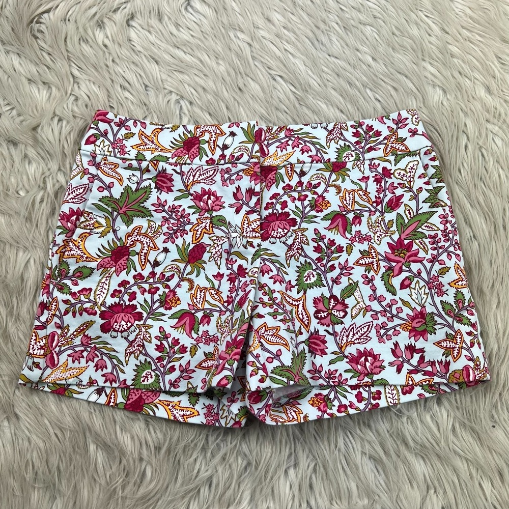 LOFT Women's 00 Multi-Color Floral Print Rivera Shorts Twill Chino Cotton Blend
